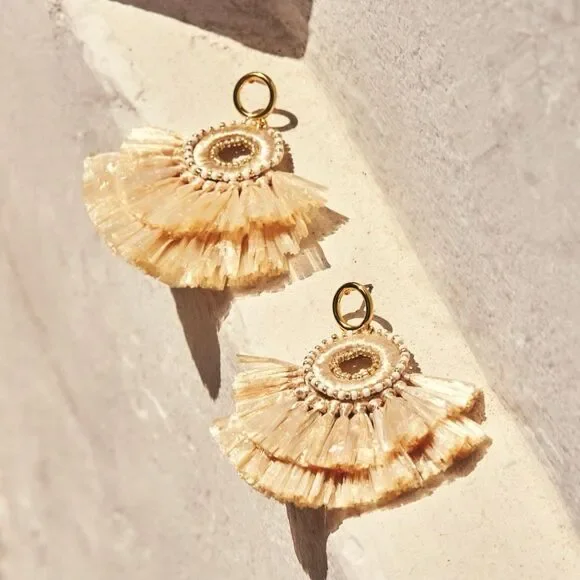 J.Crew | Raffia Fan Tassel Earrings | 2 3/4” Length - Picture 2 of 2